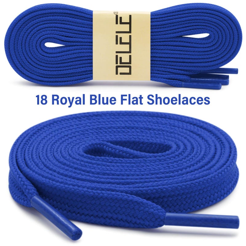 DELELE Solid Flat Shoe Laces: Hollow Thick Royal Blue Shoelaces for Sneakers 2 Pair 63 inch - Image 2
